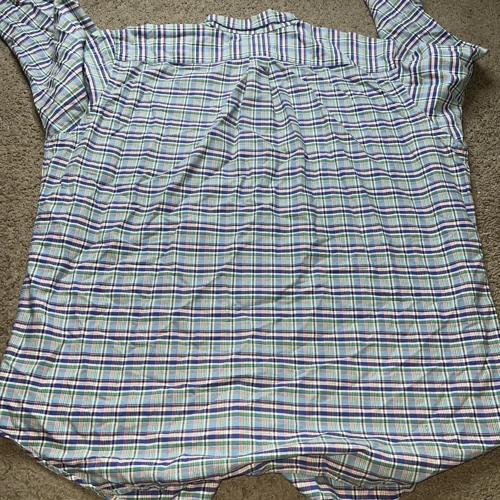 Polo Ralph Lauren Blue Plaid Button Up Shirt 2XLT Lng Sleeve‎ Oxford Pony